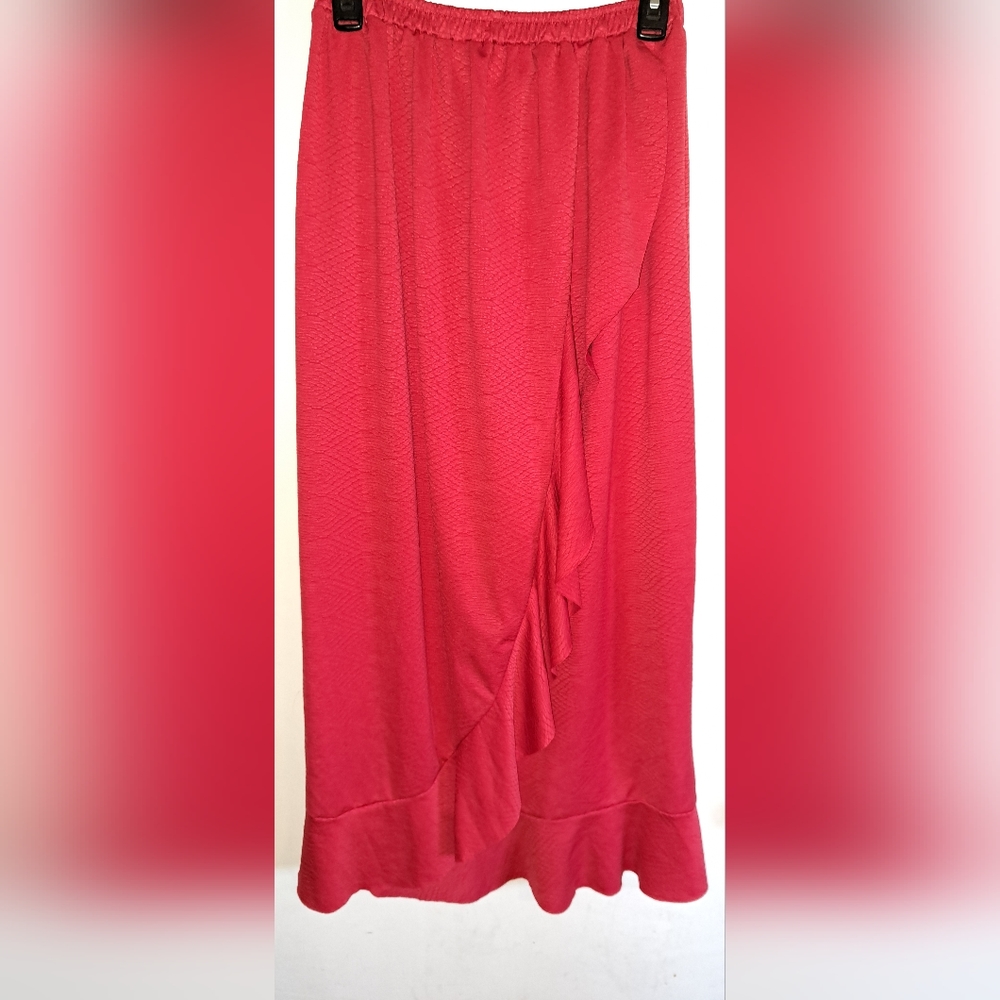 Red Ruffle Trimmed Skirt